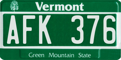 VT license plate AFK376