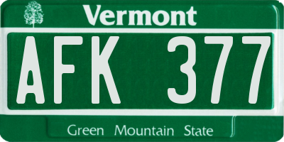 VT license plate AFK377