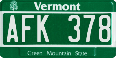 VT license plate AFK378