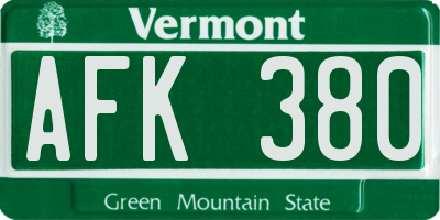 VT license plate AFK380