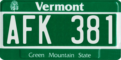 VT license plate AFK381
