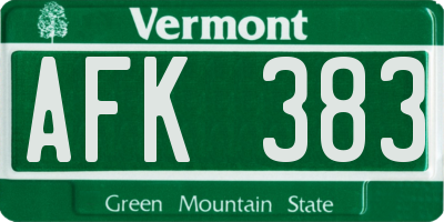 VT license plate AFK383