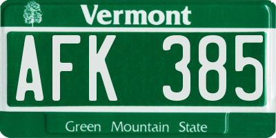 VT license plate AFK385