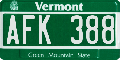 VT license plate AFK388