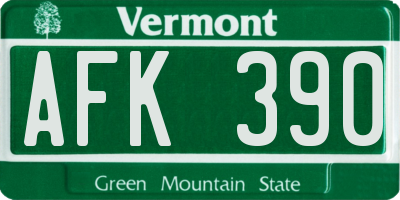 VT license plate AFK390