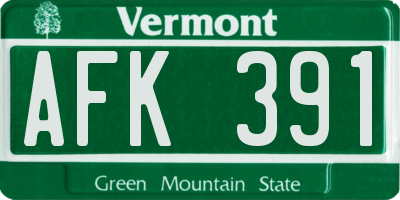VT license plate AFK391