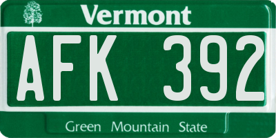 VT license plate AFK392