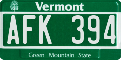 VT license plate AFK394