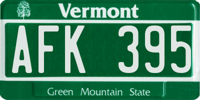 VT license plate AFK395