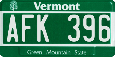 VT license plate AFK396