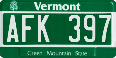 VT license plate AFK397