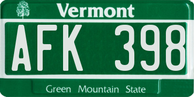 VT license plate AFK398