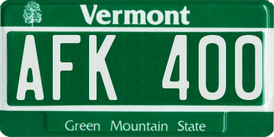 VT license plate AFK400