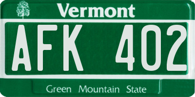 VT license plate AFK402