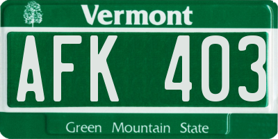 VT license plate AFK403