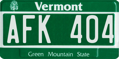 VT license plate AFK404