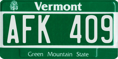 VT license plate AFK409