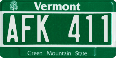 VT license plate AFK411