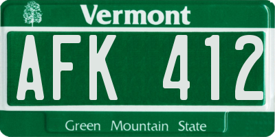 VT license plate AFK412