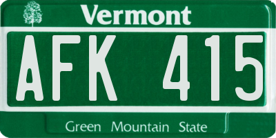 VT license plate AFK415