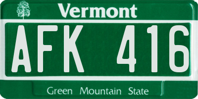 VT license plate AFK416
