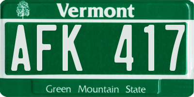 VT license plate AFK417