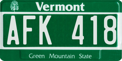 VT license plate AFK418