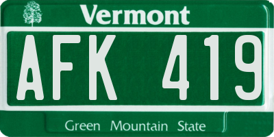 VT license plate AFK419
