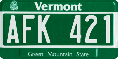 VT license plate AFK421