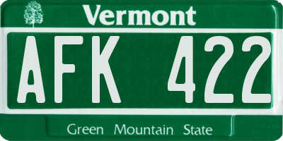 VT license plate AFK422