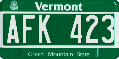 VT license plate AFK423