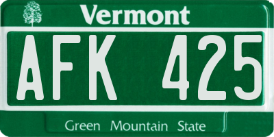 VT license plate AFK425