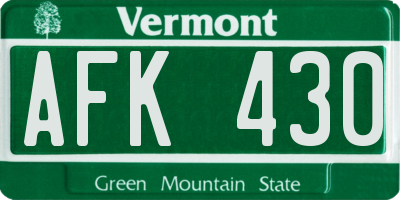 VT license plate AFK430
