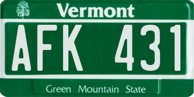 VT license plate AFK431