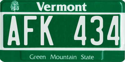 VT license plate AFK434