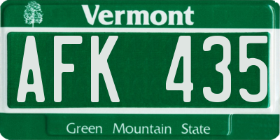 VT license plate AFK435