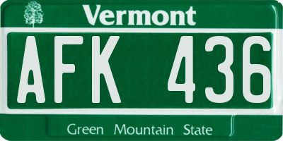 VT license plate AFK436