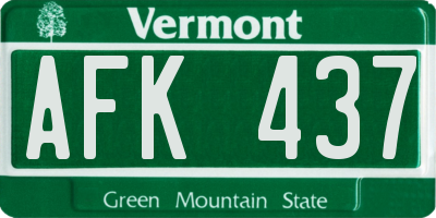 VT license plate AFK437