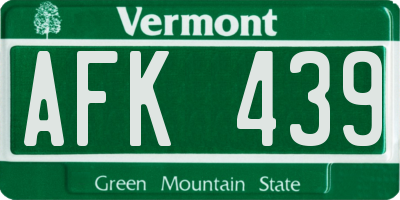 VT license plate AFK439