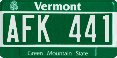 VT license plate AFK441