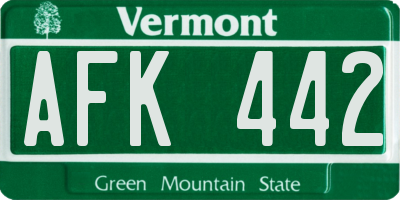 VT license plate AFK442