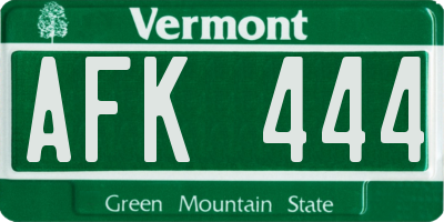 VT license plate AFK444