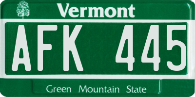 VT license plate AFK445