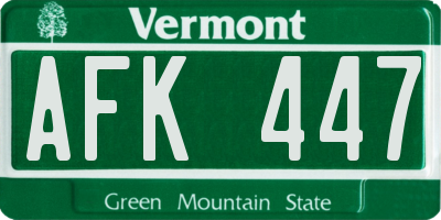 VT license plate AFK447