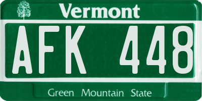 VT license plate AFK448