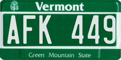 VT license plate AFK449