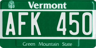 VT license plate AFK450