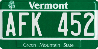 VT license plate AFK452