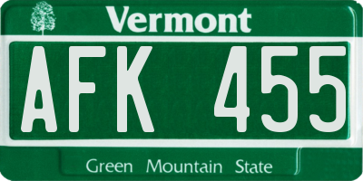VT license plate AFK455