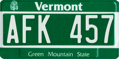 VT license plate AFK457